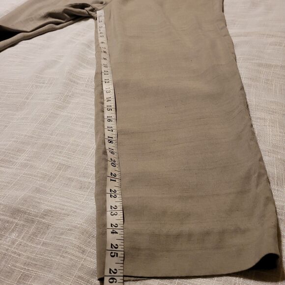 Womens Silk Pants Size Medium Green Waist Tie Casual Summer Pull On Pockets - Picture 4 of 9